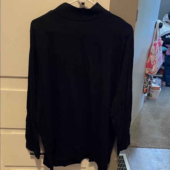 Woman Within Classic Black Long Sleeved Mock Turtleneck. - Picture 4 of 5